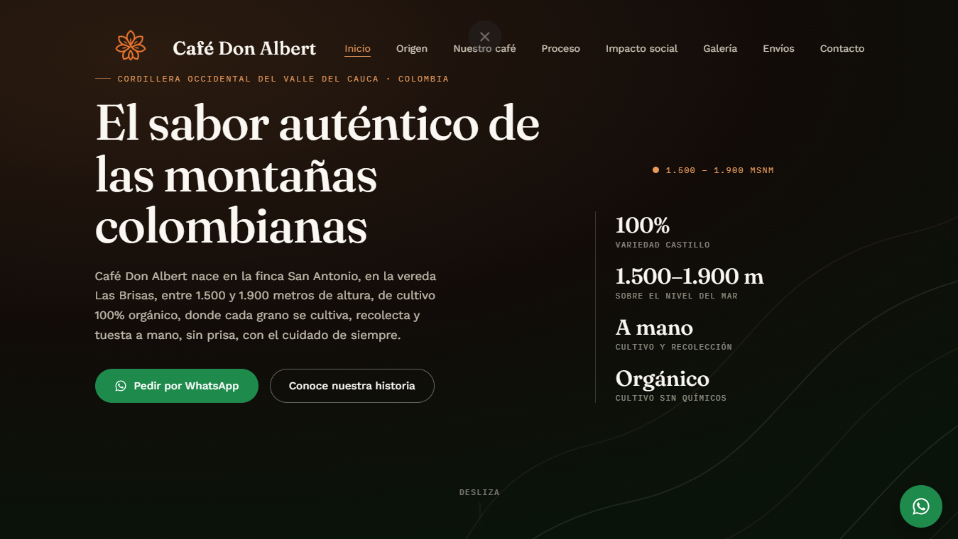 Sitio web Café Don Albert