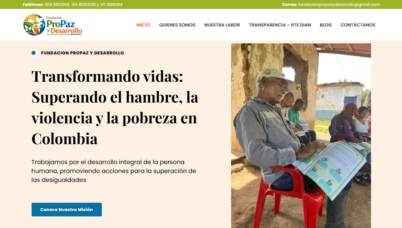 Sitio web Fundación ProPaz y Desarrollo